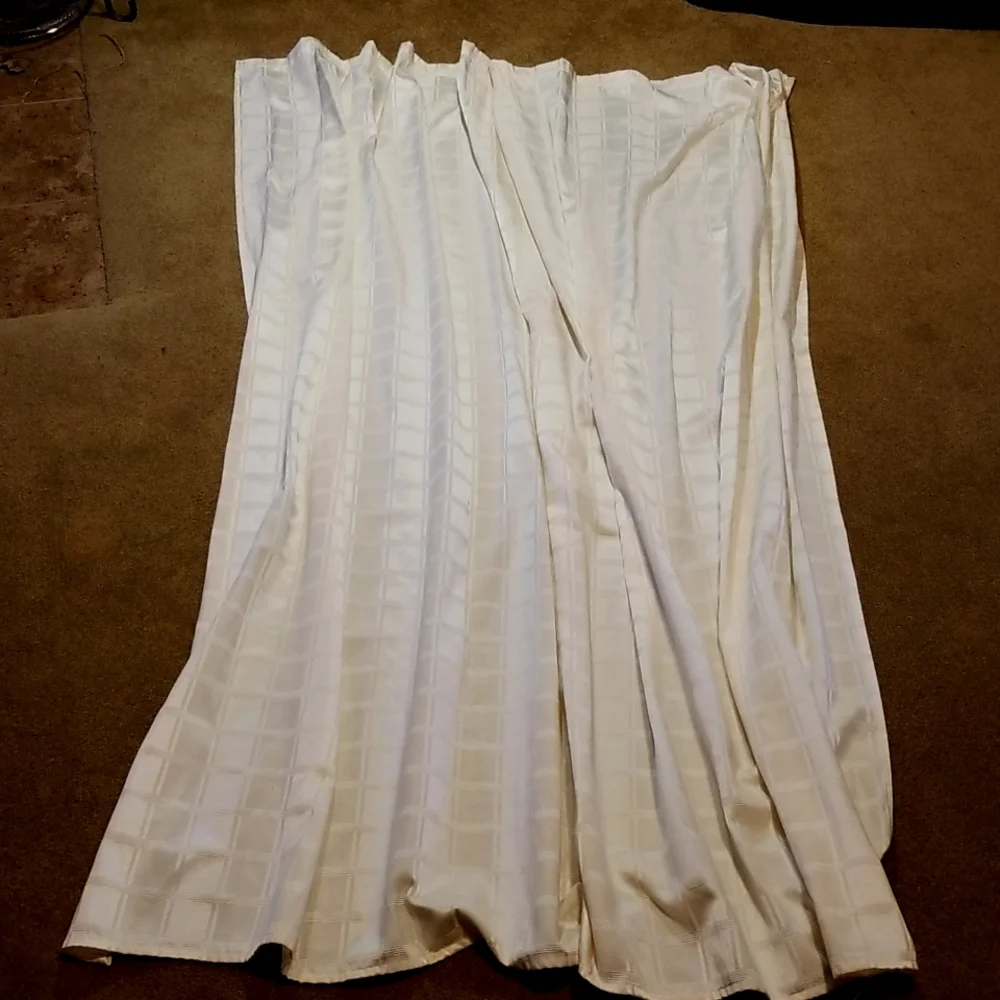 Neutral Cream Textured Stripe Shower Curtain